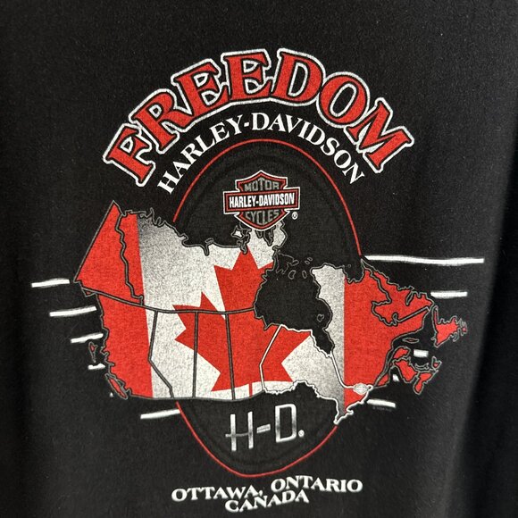 Vintage Y2K Harley-Davidson medieval Freedom Canada Faded T-Shirt Adult XXL 2XL - Picture 5 of 7